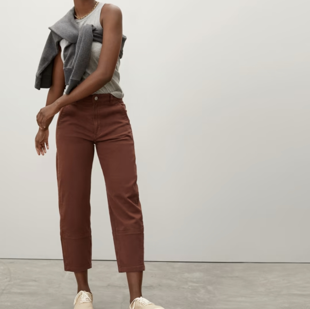 everlane barrel pants in rosewood